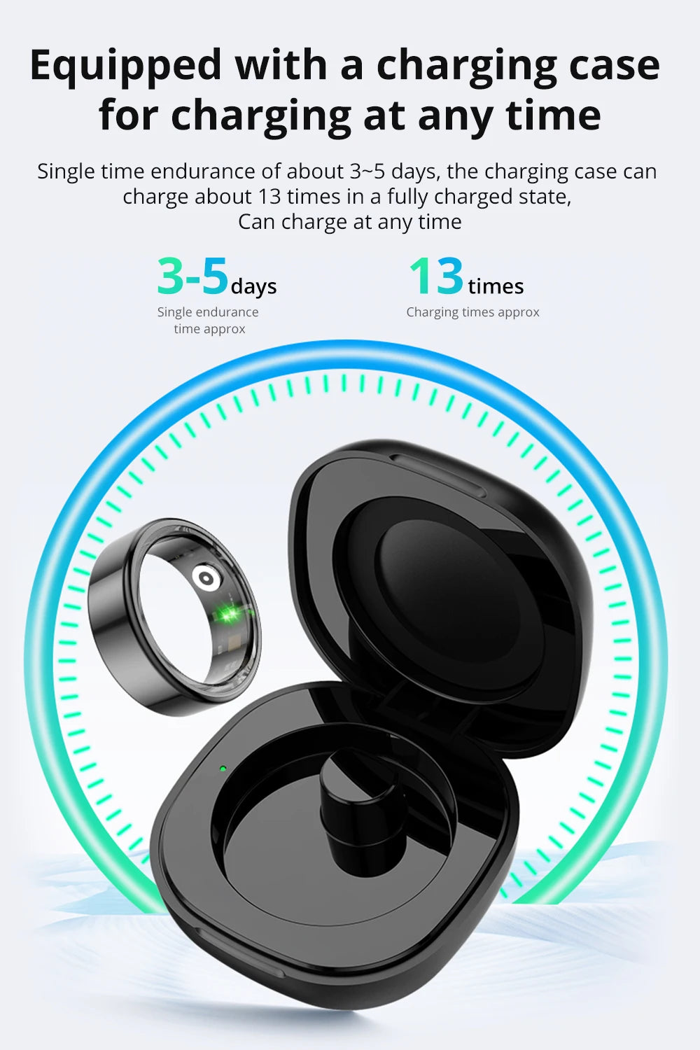 COLMI R02 Waterproof Smart Ring with Charging Case