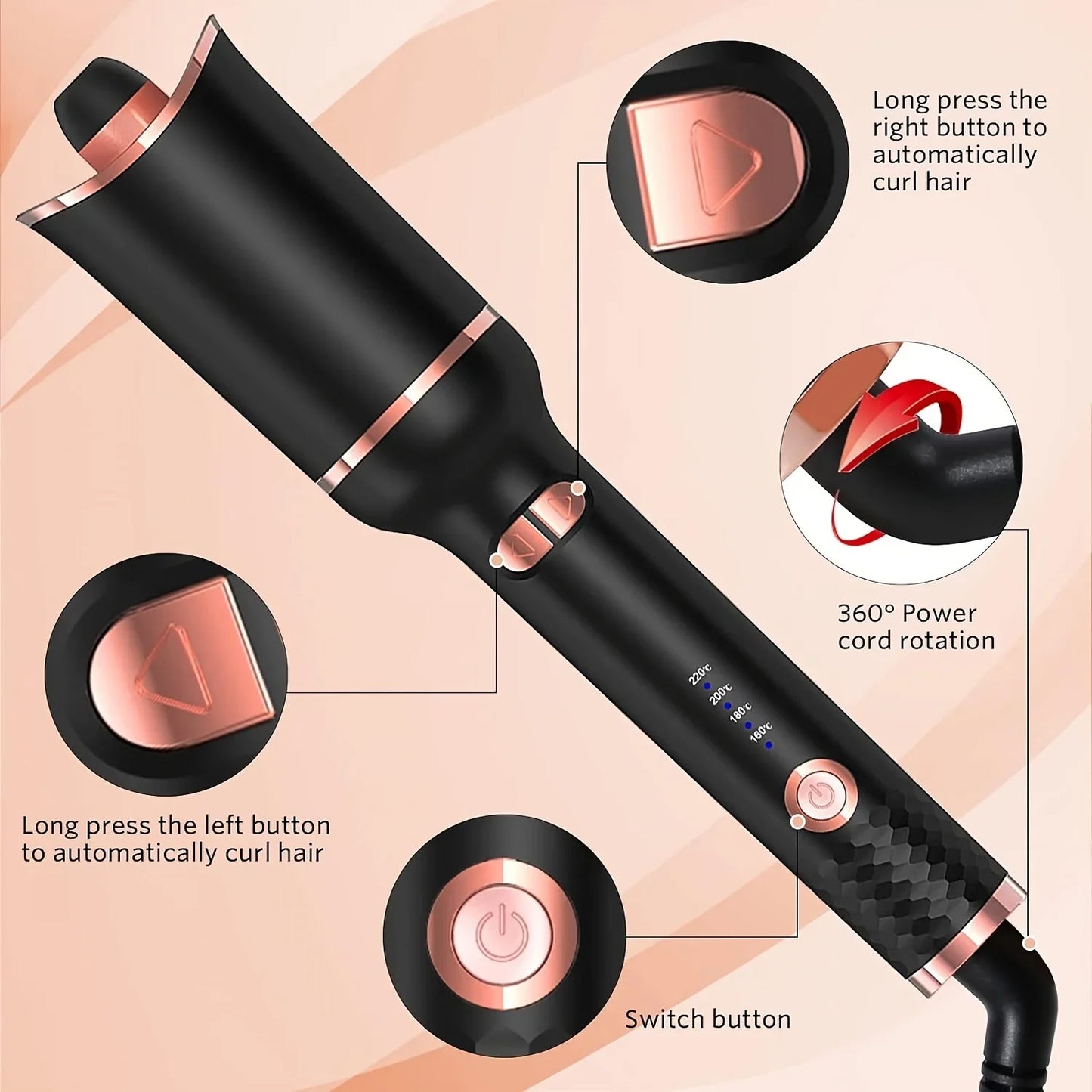 Automatic Ceramic Rotating Air Curler & Spin Wand Styler — Magic Hair Curling Machine