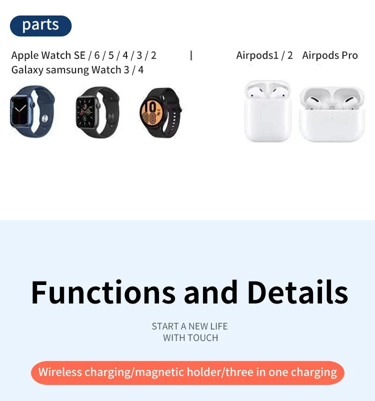 ⚡ 30W 3-in-1 Wireless Charging Stand – Fast Charger Dock for iPhone, Apple Watch & AirPods Pro