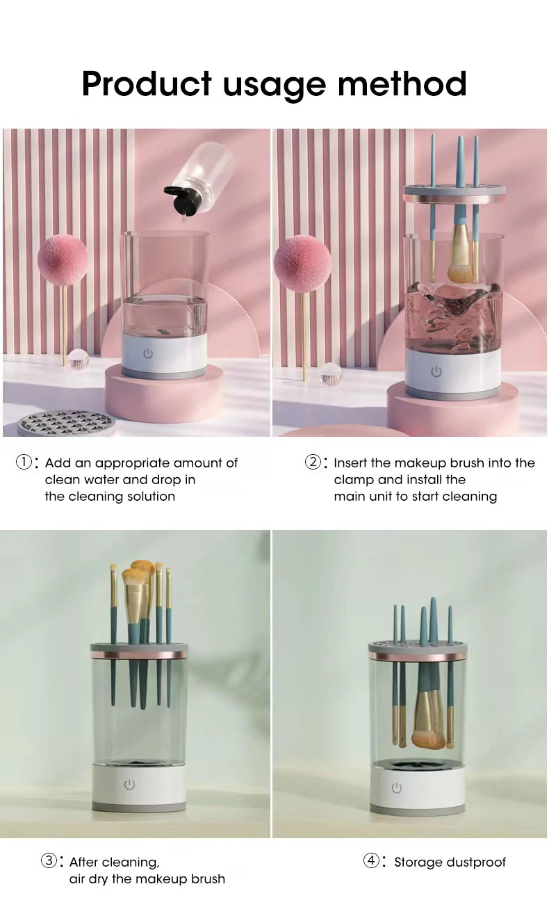 💄 USB Electric Makeup Brush Cleaner – 3-in-1 Portable Washer, Dryer & Drying Rack