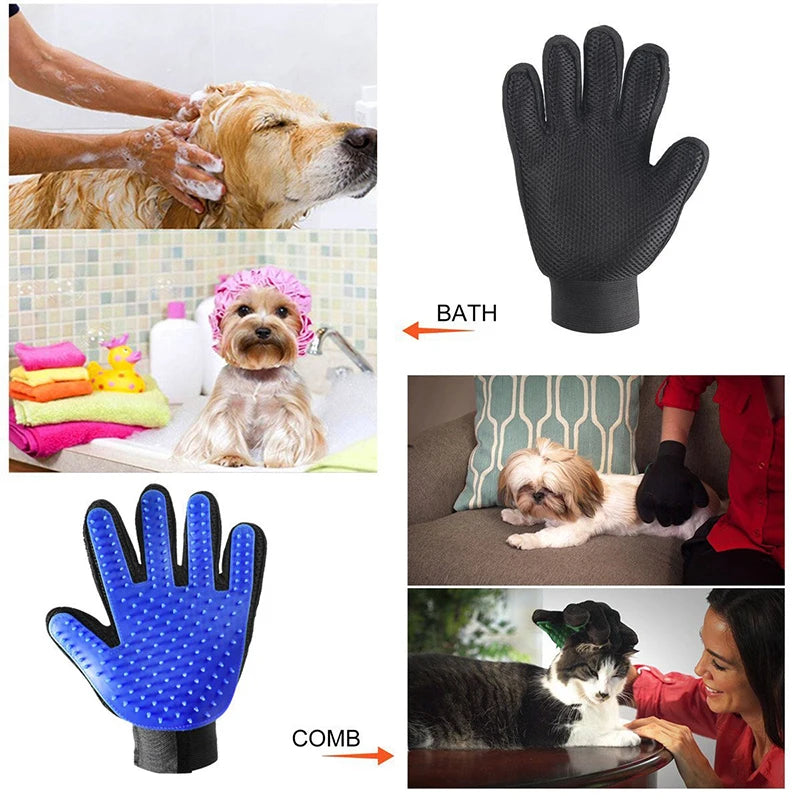 🧤 Silicone Pet Grooming Glove – Deshedding & Bathing Tool for Dogs & Cat