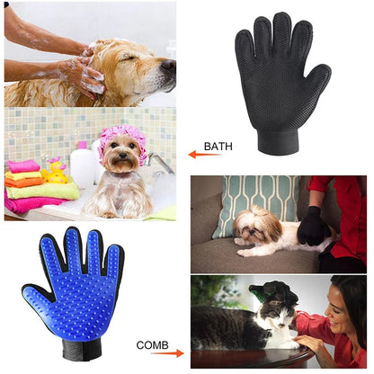 🧤 Silicone Pet Grooming Glove – Deshedding & Bathing Tool for Dogs & Cat
