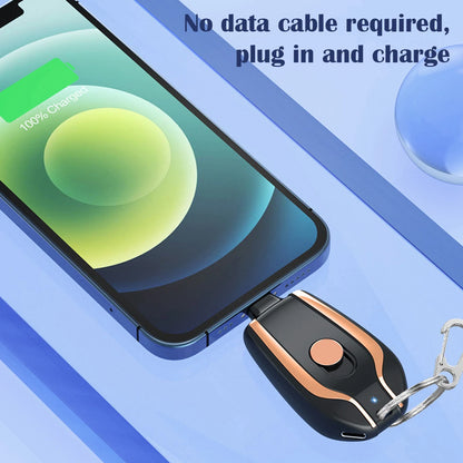 ⚡🔑Android-Compatible 1500mAh Keychain Charger | Durable, Compact Type-C Emergency Power