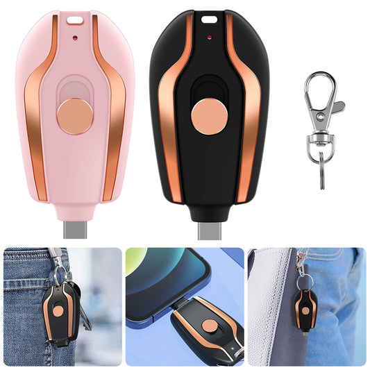 ⚡🔑Android-Compatible 1500mAh Keychain Charger | Durable, Compact Type-C Emergency Power