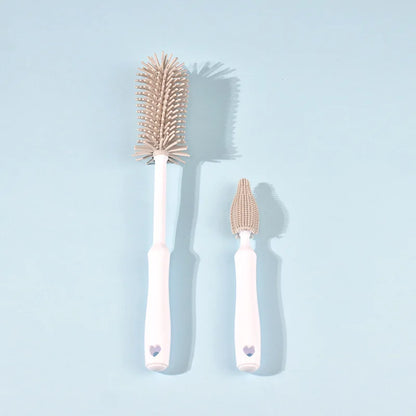 Silicone Baby Bottle & Pacifier Cleaning Set — 360° Straw & Glass Brush