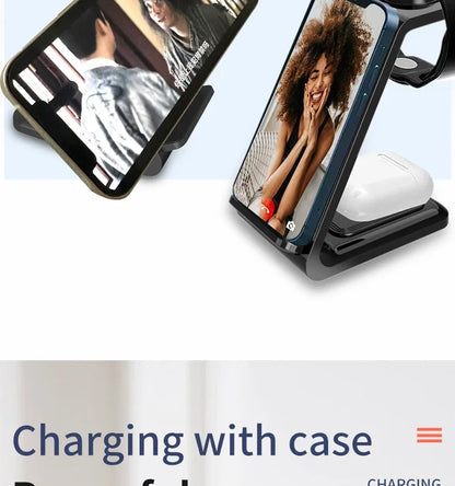 ⚡ 30W 3-in-1 Wireless Charging Stand – Fast Charger Dock for iPhone, Apple Watch & AirPods Pro