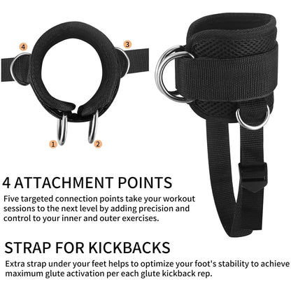 1PC Padded Thigh Strap with D-Ring – Ankle/Leg Cuff for Cable Machines, Gym Workout Accessory