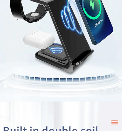 ⚡ 30W 3-in-1 Wireless Charging Stand – Fast Charger Dock for iPhone, Apple Watch & AirPods Pro