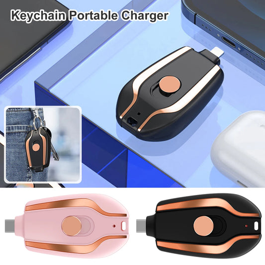 ⚡🔑Android-Compatible 1500mAh Keychain Charger | Durable, Compact Type-C Emergency Power
