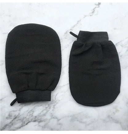 🛁 Black Exfoliating Bath Towel Glove – Double-Sided, Medium Sand Texture