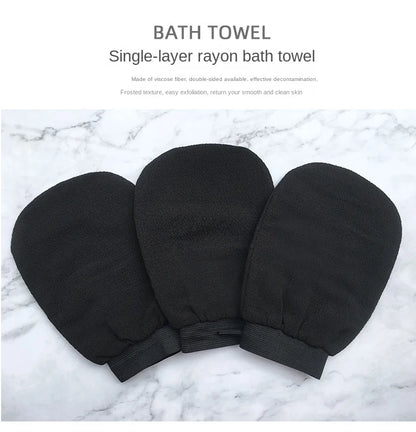 🛁 Black Exfoliating Bath Towel Glove – Double-Sided, Medium Sand Texture