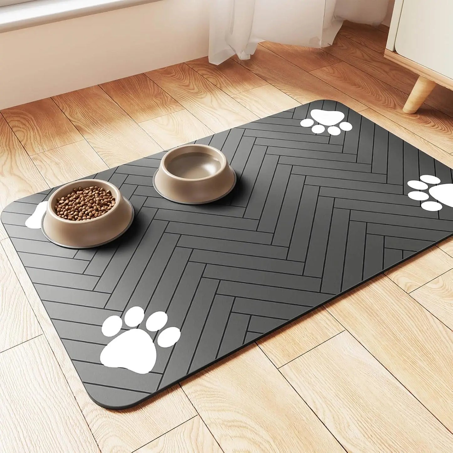 🐾 Pet Feeding Mat – Absorbent Waterproof Placemat for Dog & Cat Bowls