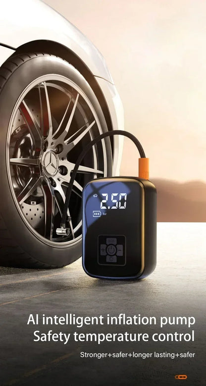 🔋 Portable Wireless Air Pump – Electric Tire Inflator with Barometer