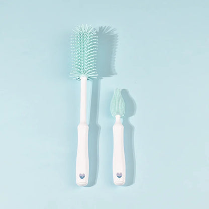Silicone Baby Bottle & Pacifier Cleaning Set — 360° Straw & Glass Brush
