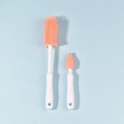 Silicone Baby Bottle & Pacifier Cleaning Set — 360° Straw & Glass Brush