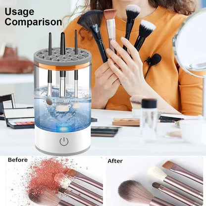 💄 USB Electric Makeup Brush Cleaner – 3-in-1 Portable Washer, Dryer & Drying Rack