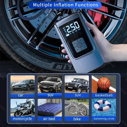 🔋 Portable Wireless Air Pump – Electric Tire Inflator with Barometer