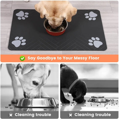 🐾 Pet Feeding Mat – Absorbent Waterproof Placemat for Dog & Cat Bowls
