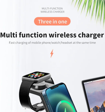 ⚡ 30W 3-in-1 Wireless Charging Stand – Fast Charger Dock for iPhone, Apple Watch & AirPods Pro