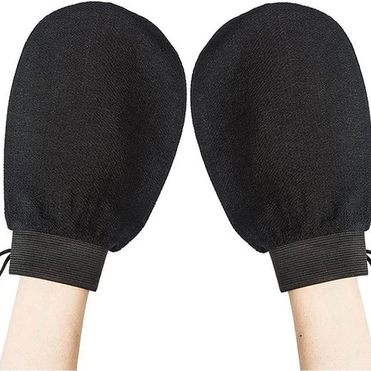 🛁 Black Exfoliating Bath Towel Glove – Double-Sided, Medium Sand Texture
