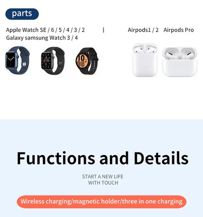 ⚡ 30W 3-in-1 Wireless Charging Stand – Fast Charger Dock for iPhone, Apple Watch & AirPods Pro