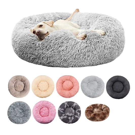 🐶🐱 Round Plush Pet Bed – Warm, Washable Sofa Basket for Dogs & Cats