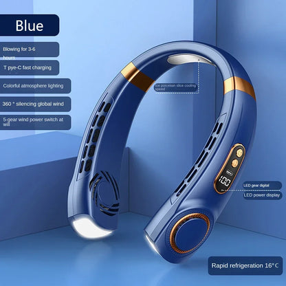 Mini Bladeless Hanging Neck Fan – Portable Air Cooler with Digital Display