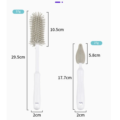 Silicone Baby Bottle & Pacifier Cleaning Set — 360° Straw & Glass Brush